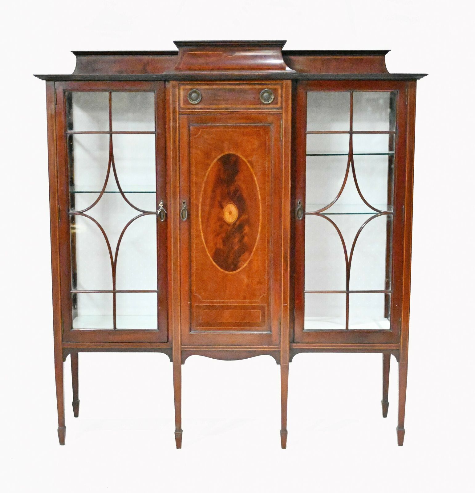 Edwardian Display Cabinet Vitrine Sheraton Mahogany Inlay 1910 photo furniture