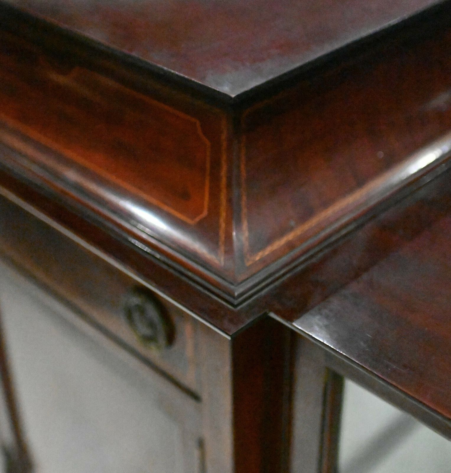Edwardian Display Cabinet Vitrine Sheraton Mahogany Inlay 1910 photo vintage