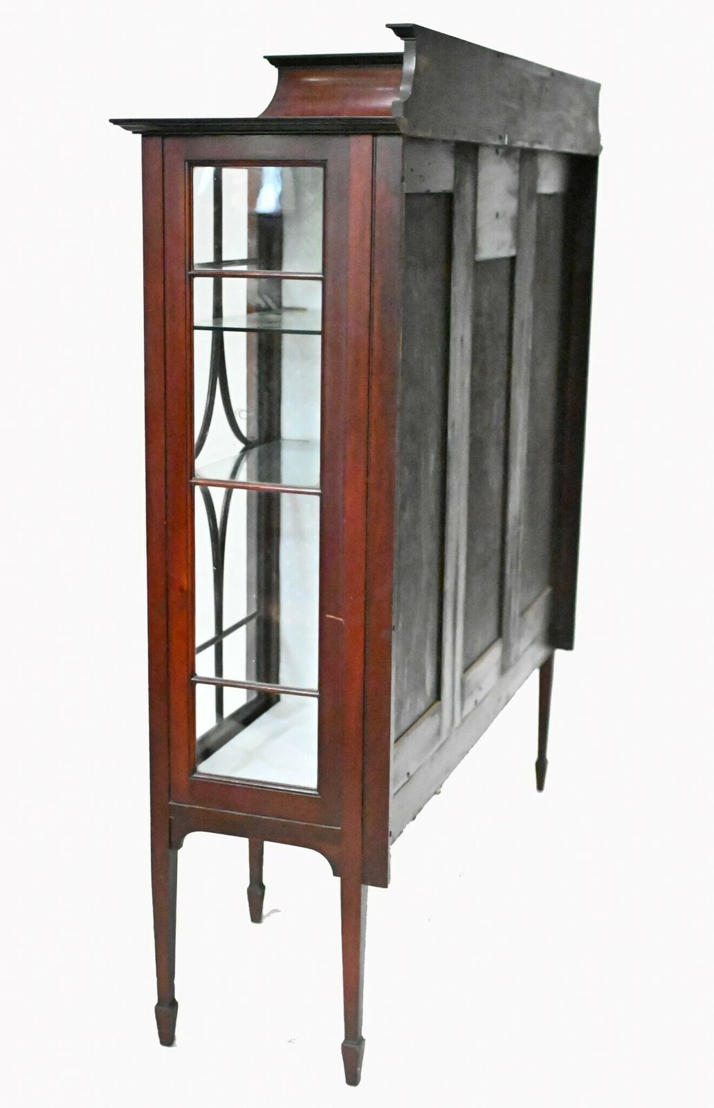 Furniture Edwardian Display Cabinet Vitrine Sheraton Mahogany Inlay 1910 photo