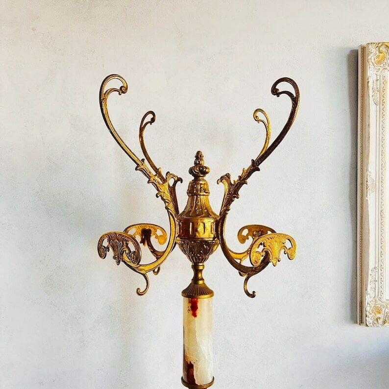 Mid Century Hall Free Stand Superb Marble Coat Rack Italian Hallway Rack Hollywood Regency Style