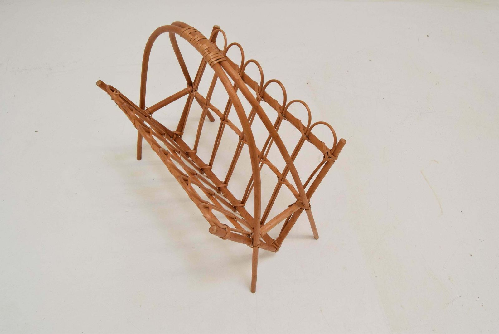 Vintage Rattan And Bamboo Magazine Holder, Czechoslovakia, 1970's. photo 293.0