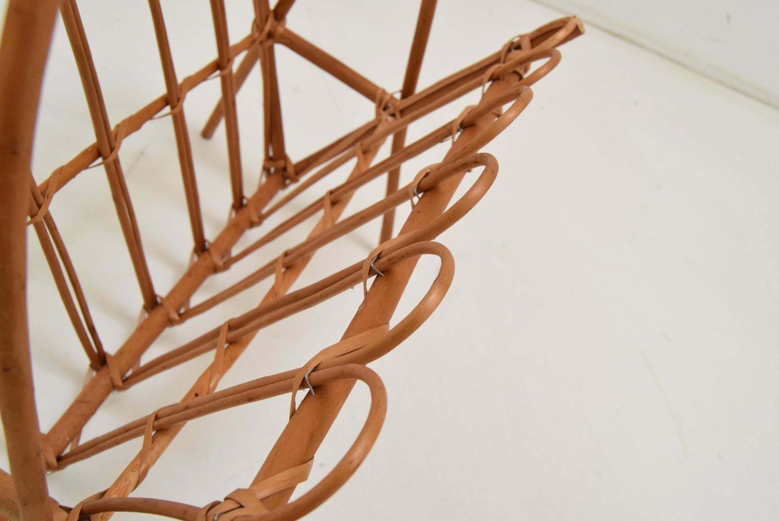 Vintage Rattan And Bamboo Magazine Holder, Czechoslovakia, 1970's. photo vintage