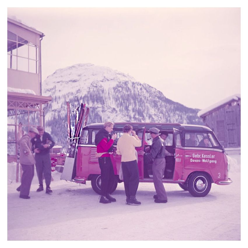 Ski Bus By Toni Frissell Archival Pigment Print Oversize Framed In White photo furniture