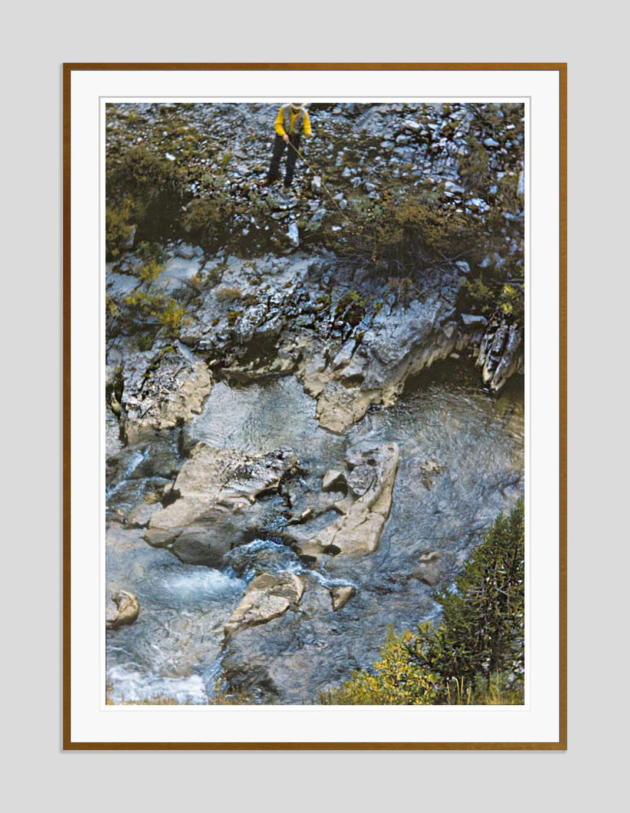 Sports Fishing In Wyoming By Toni Frissell Archival Pigment Print Oversize Framed In Brown