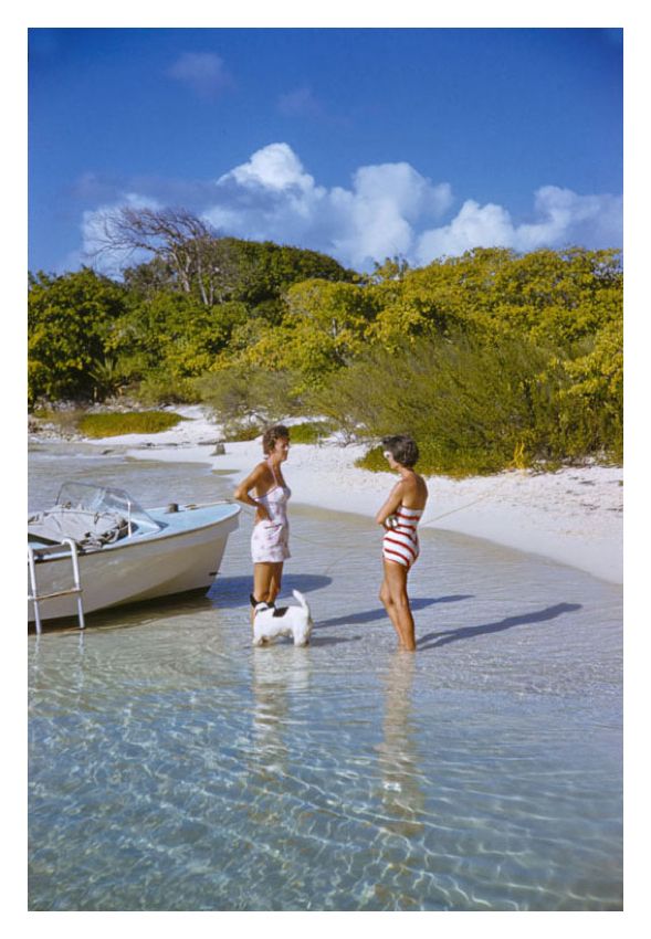 Speedboat At The Mill Reef Club By Toni Frissell Archival Pigment Print Oversize Framed In Brown photo furniture
