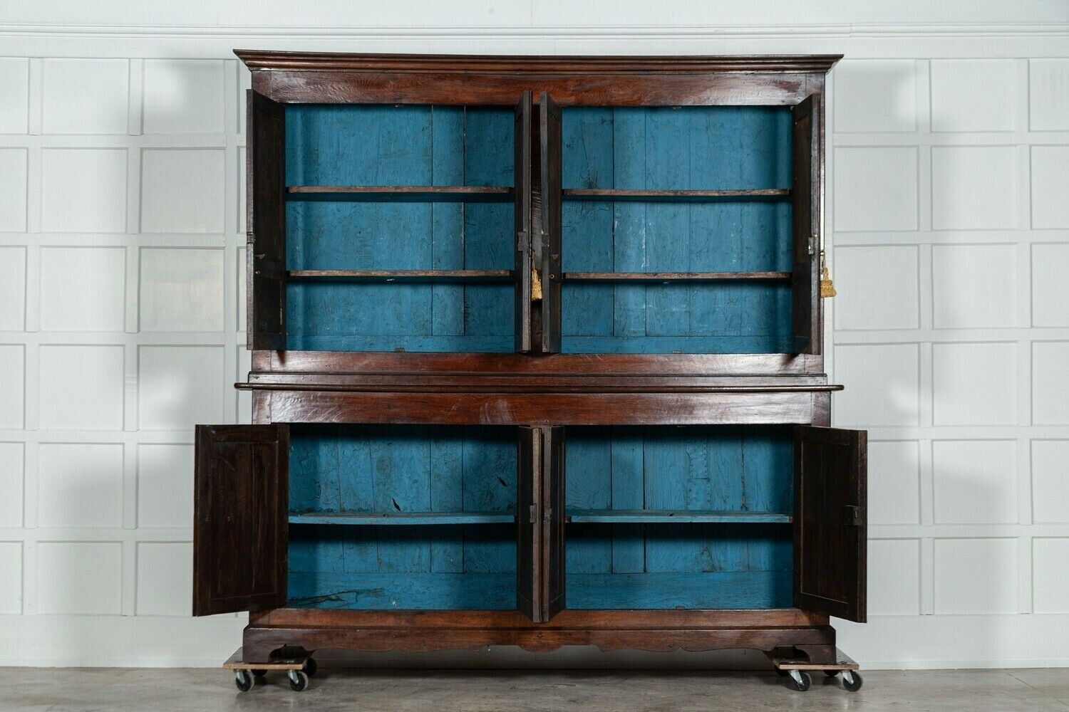 Large 19thc George III English Oak And Fruitwood Housekeepers Cupboard photo furniture