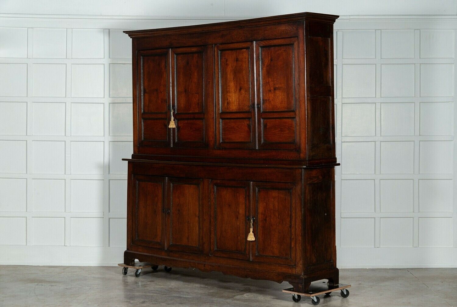 Large 19thc George III English Oak And Fruitwood Housekeepers Cupboard photo for sale