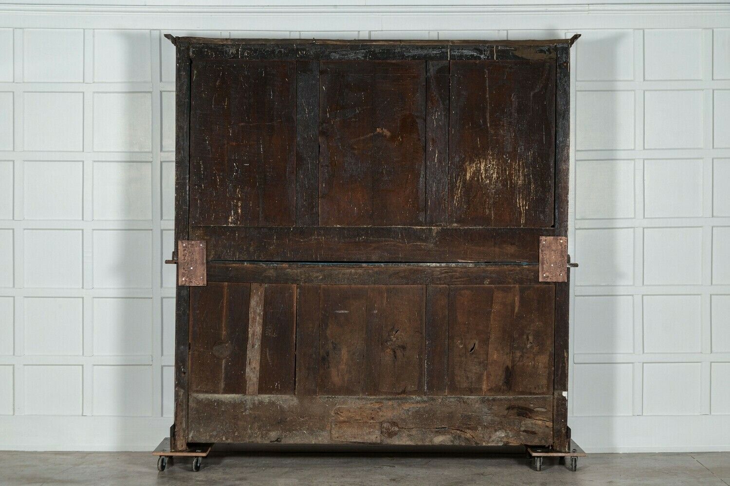 Large 19thc George III English Oak And Fruitwood Housekeepers Cupboard photo vintage
