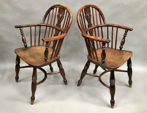 Good C19th Pair Of Burr Yew And Elm Windsor Armchairs photo furniture