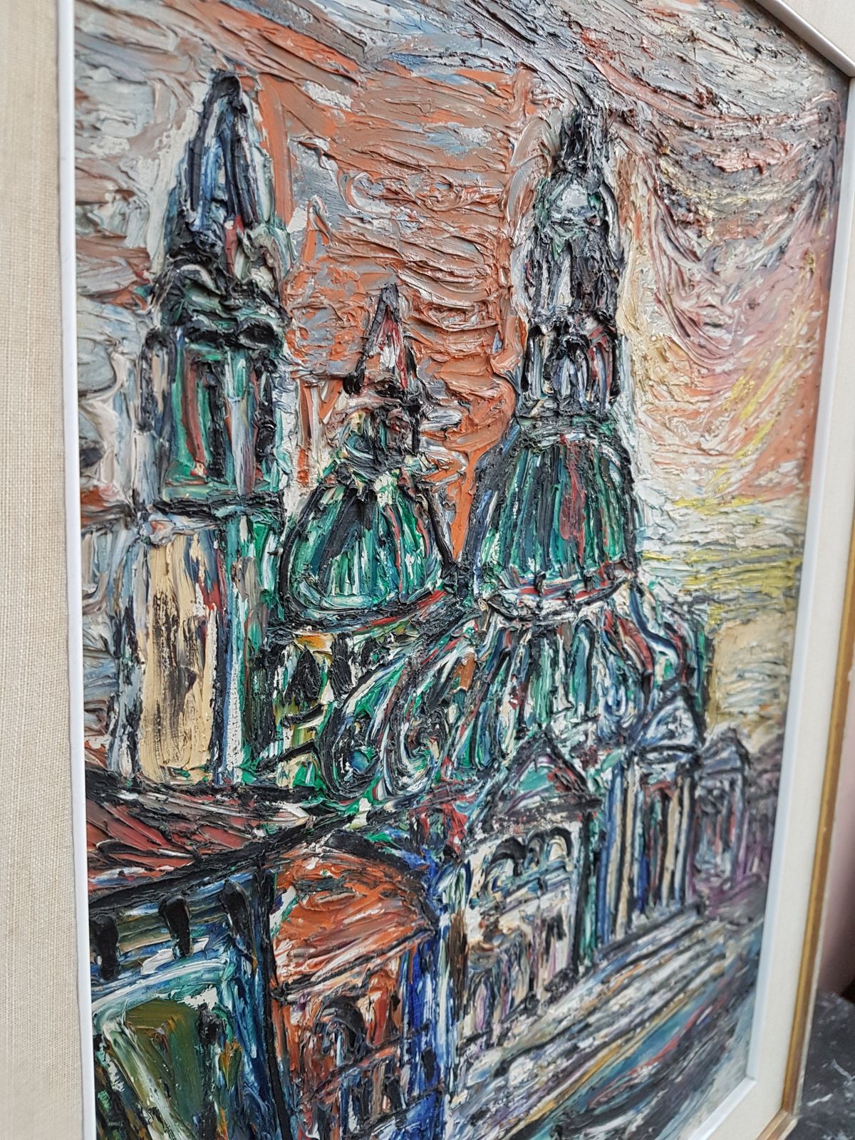 Beautiful Church Painting, 1960s photo vintage