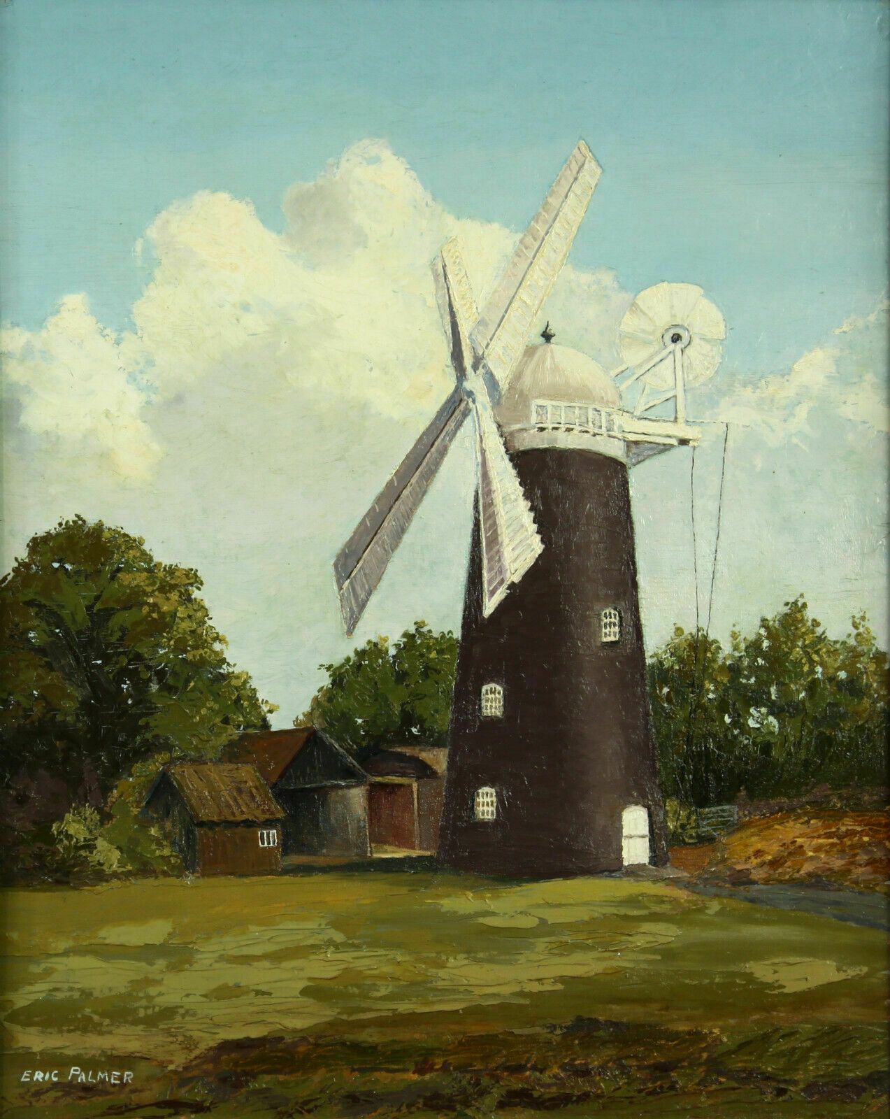 Oil On Card By Eric Palmer. Titled "Pakenham Mill" photo furniture