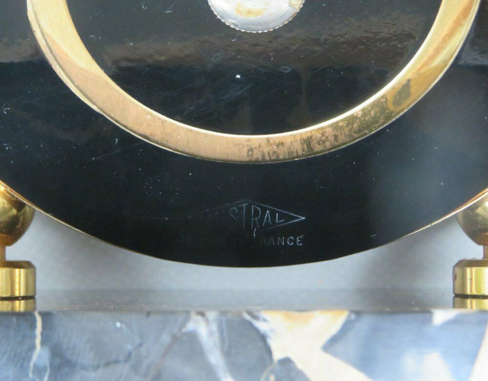 Home Decor Black And Gilt Eternal Calendar With Marble Base From Mistral, France, 1920s photo