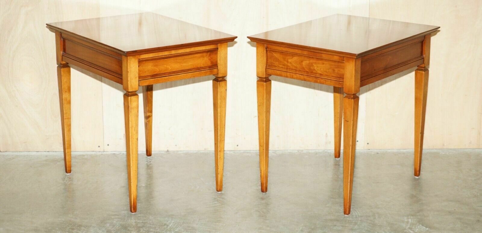 Pair Of Harrods London Reh Kennedy Large Single Drawer Side End Lamp Wine Tables