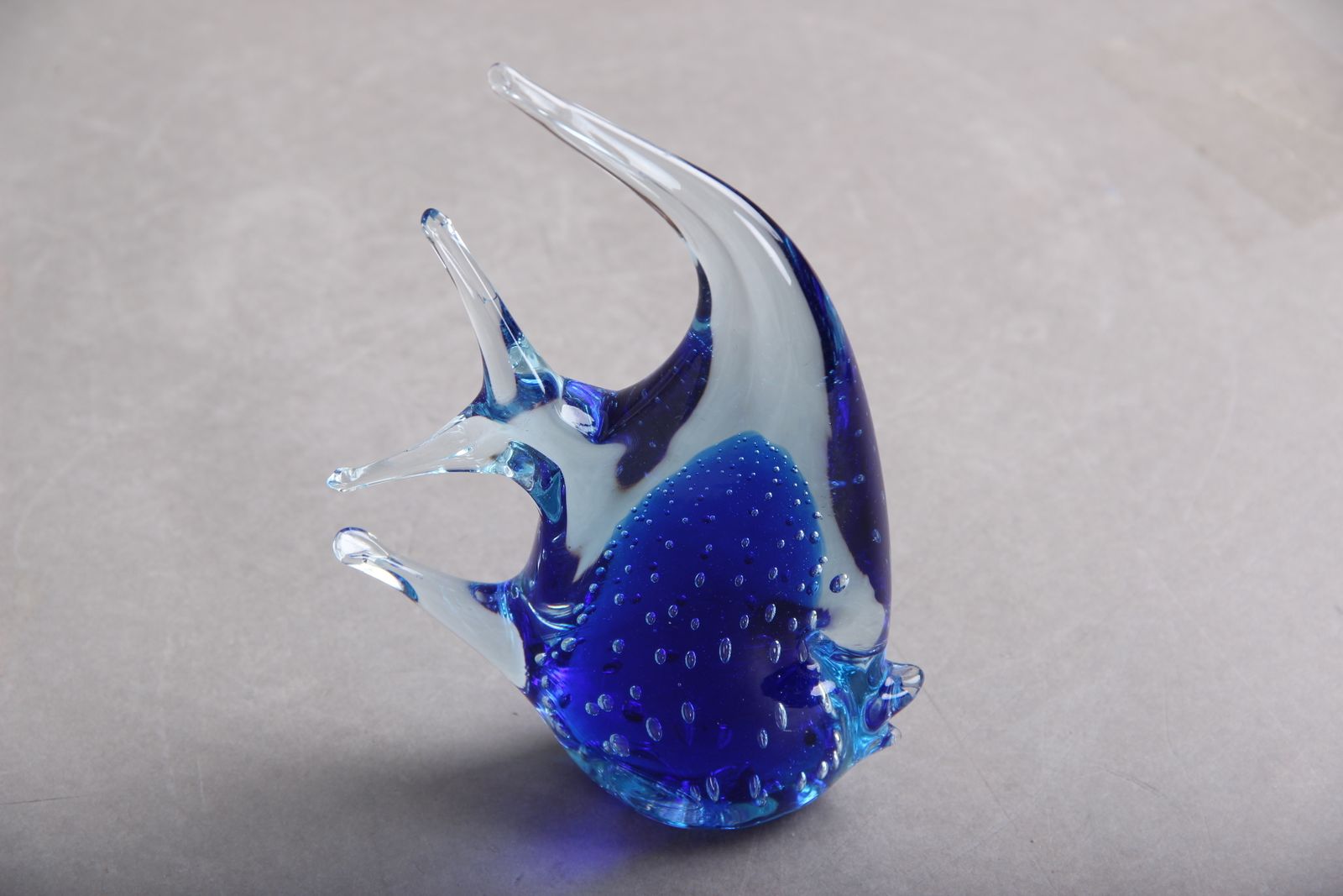 Blue Glass Fish, Fish Species Scalare In Dark Blue And Ice Blue Handmade Glass, Italian 1970s Modern photo Home Decor