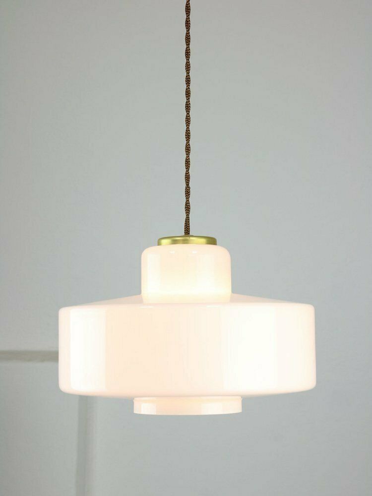 Mid Century Italian White Glass And Brass Pendant Lamp photo furniture