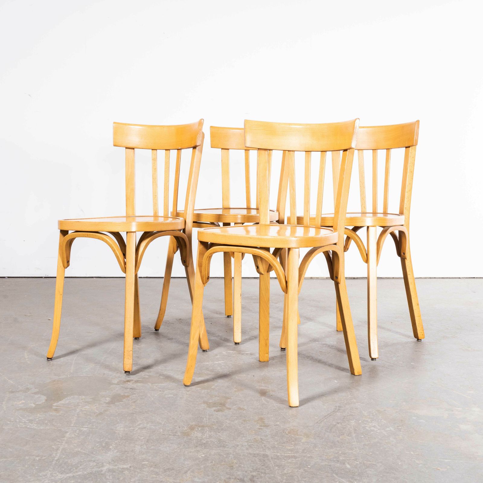 1950’s Baumann Bentwood Tri Back Dining Chair – Bleached – Set Of Four