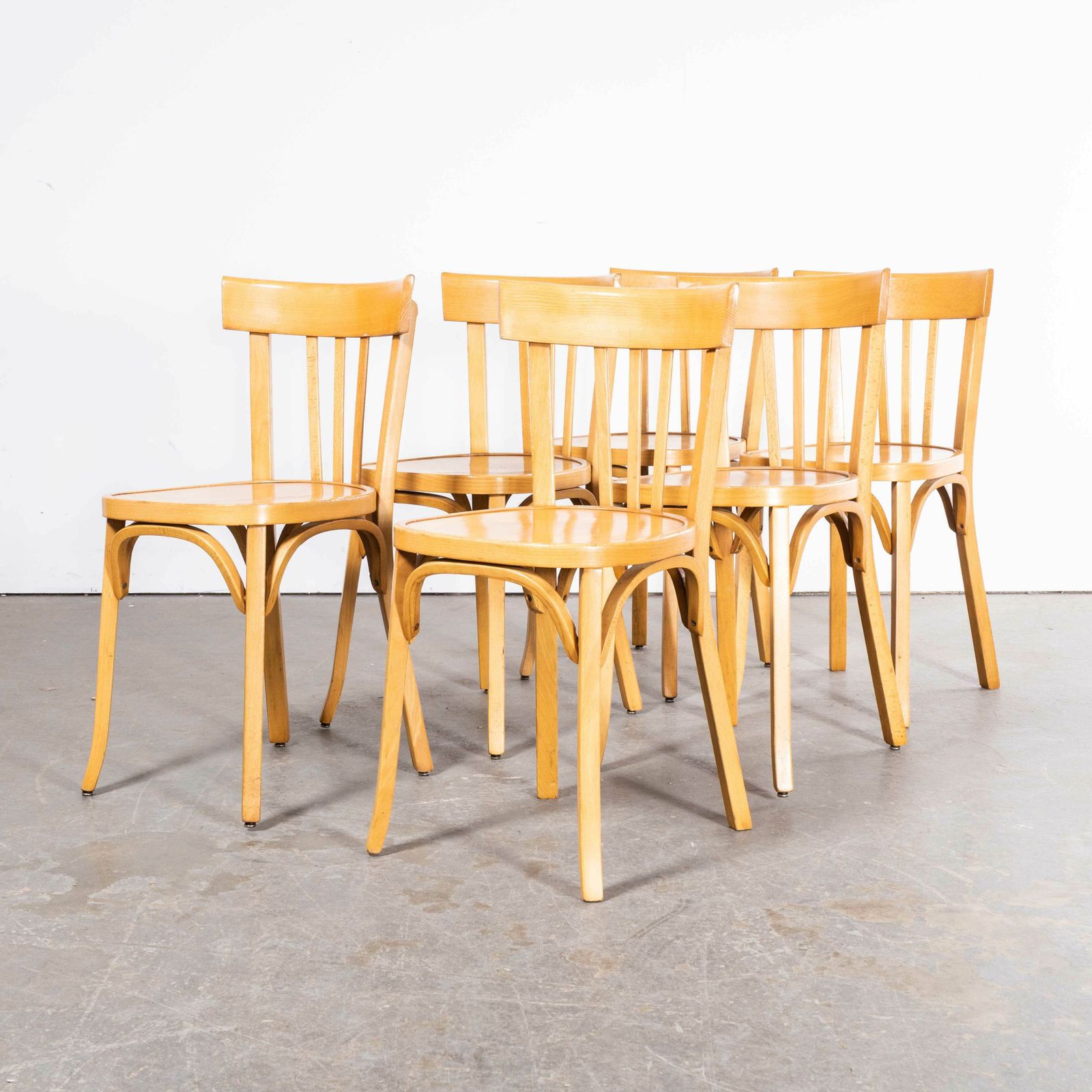 1950’s Baumann Bentwood Tri Back Dining Chair – Bleached – Set Of Six photo for sale