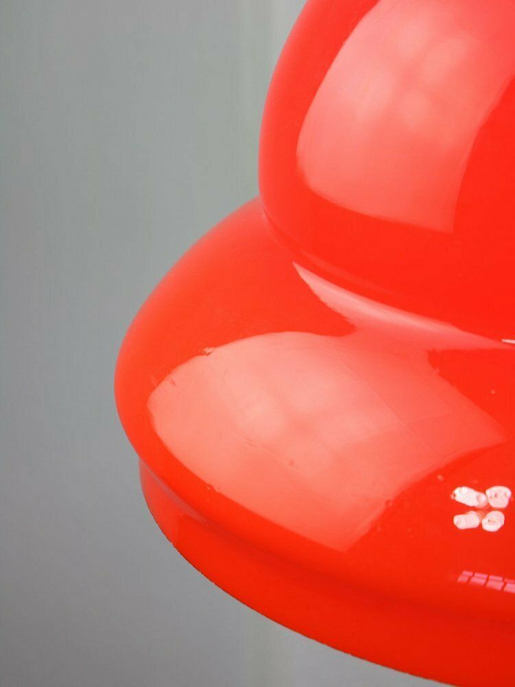 Mid Century Italian Red Glass And Brass Pendant Lamp photo vinterior