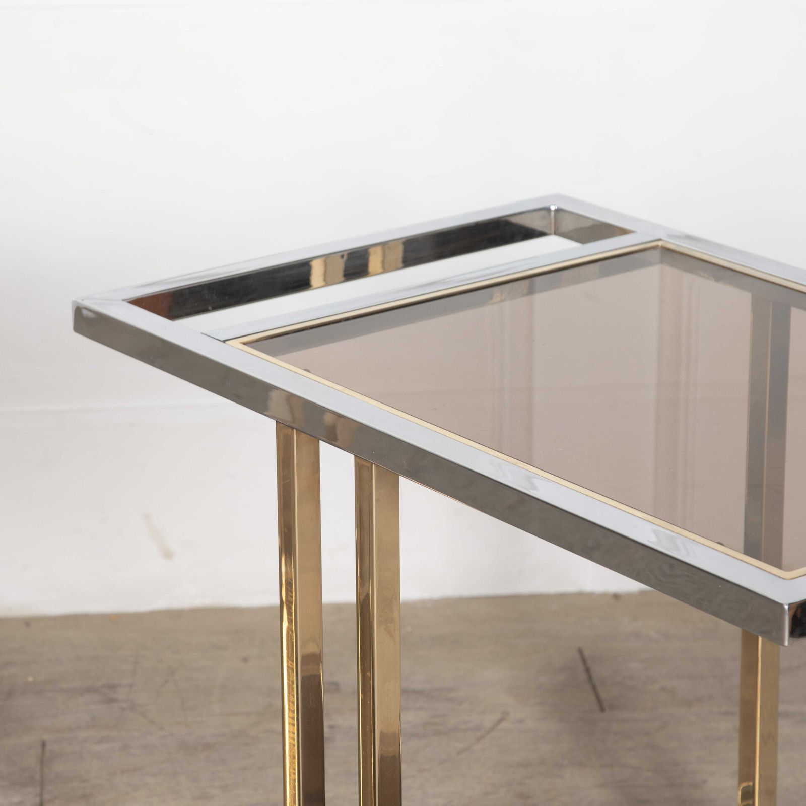 Pair Of Italian Mid Century Brass & Chrome Desert Trolleys By Willy Rizzo photo vinterior