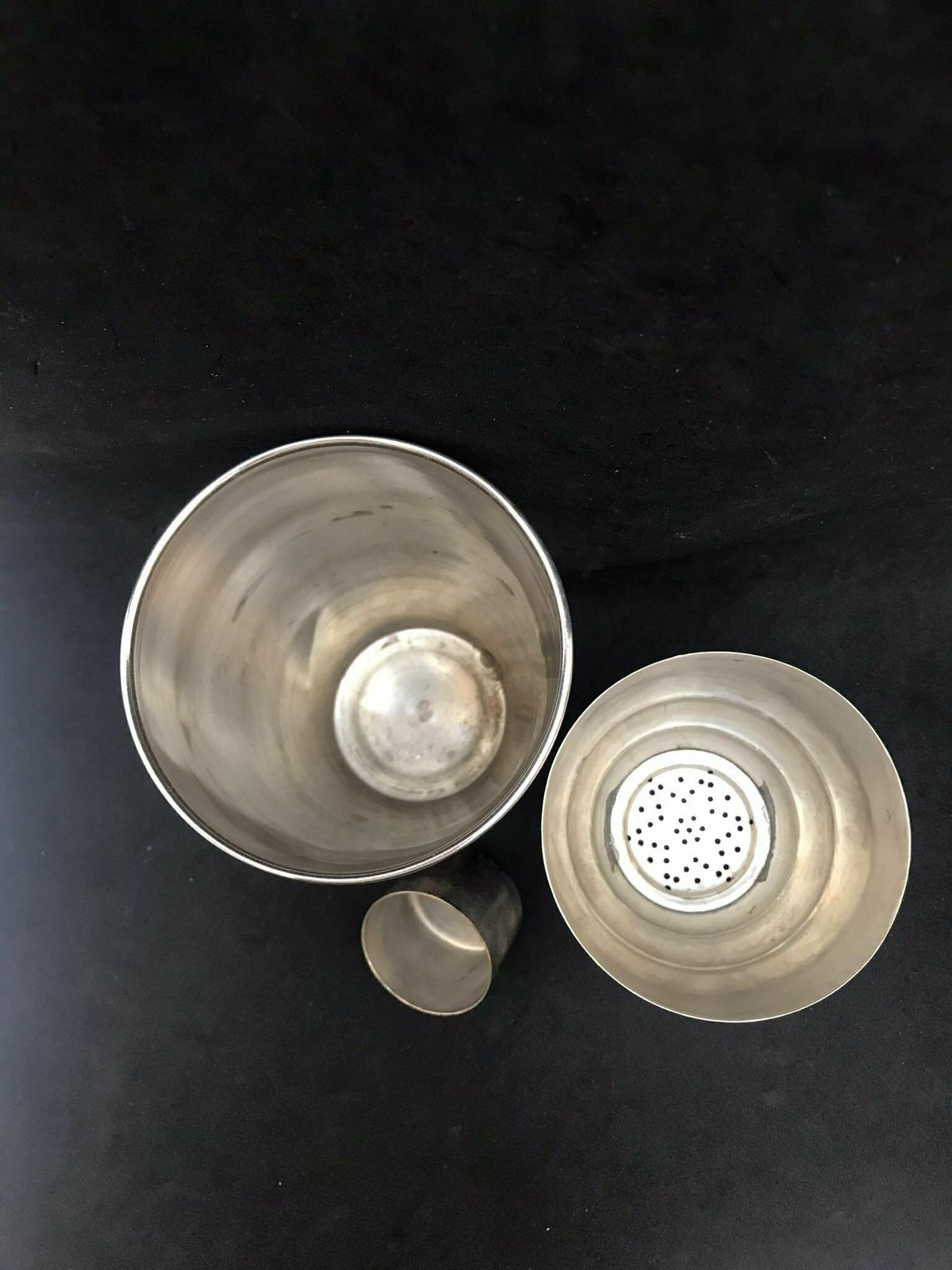 Cocktail Shaker Vintage Art Deco Silver Plated Metal, Bar Accessories, Martini Shaker, Vintage Bar Ware, Cocktail Shaker Silver photo vintage