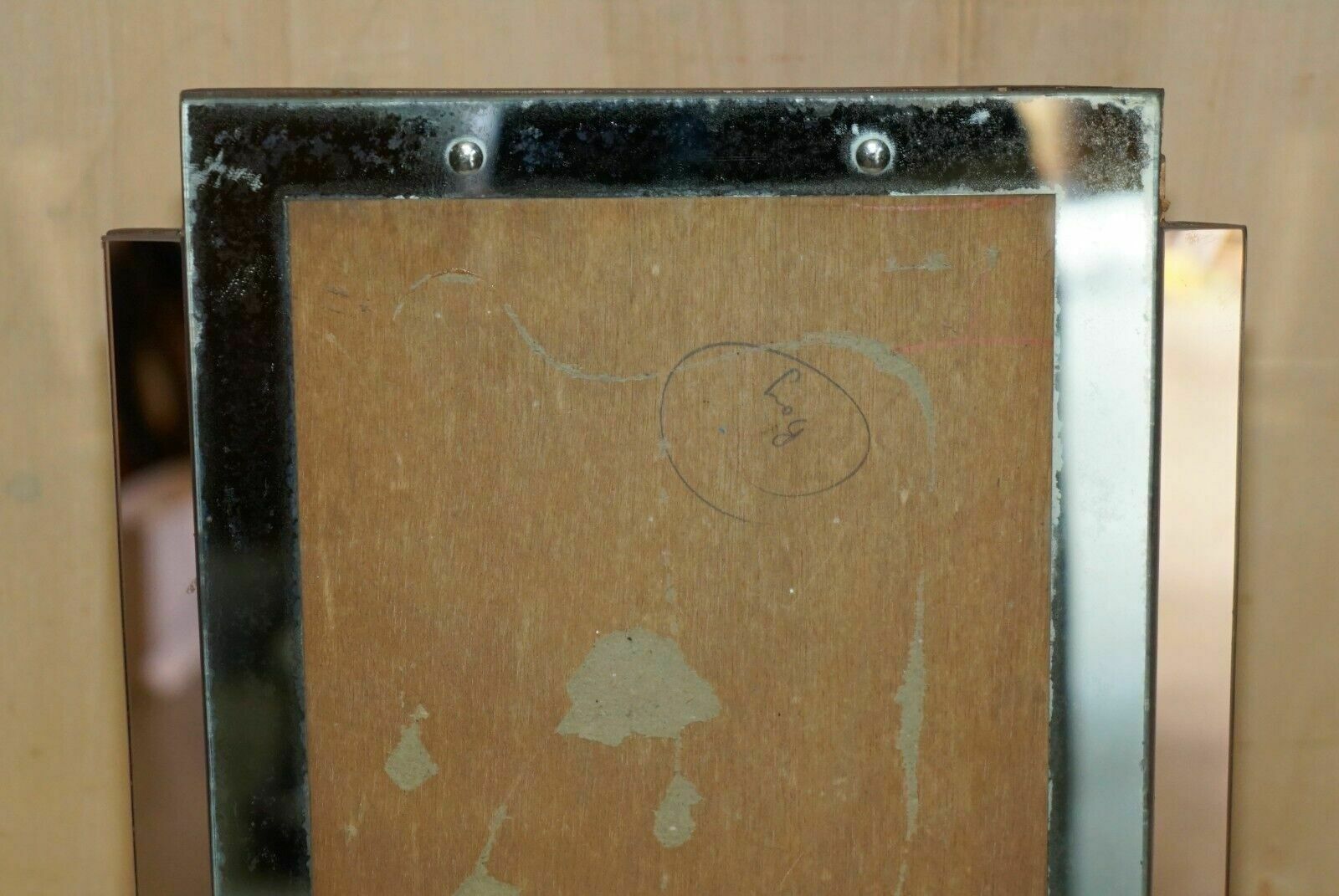 Super Rare Extra Large Art Deco 1920's Peach Glass Table Top Picture Frame photo for sale