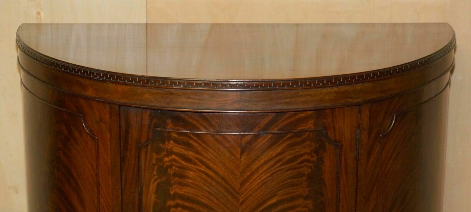 Fully Restored Antique Flamed Mahogany Claw & Ball Foot Demi Lune Sideboard photo Furniture