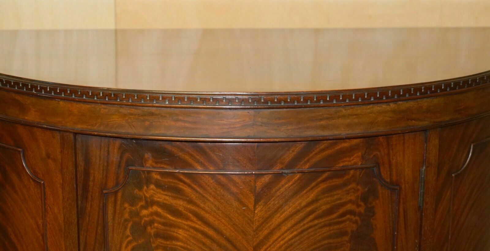 Fully Restored Antique Flamed Mahogany Claw & Ball Foot Demi Lune Sideboard photo vinterior