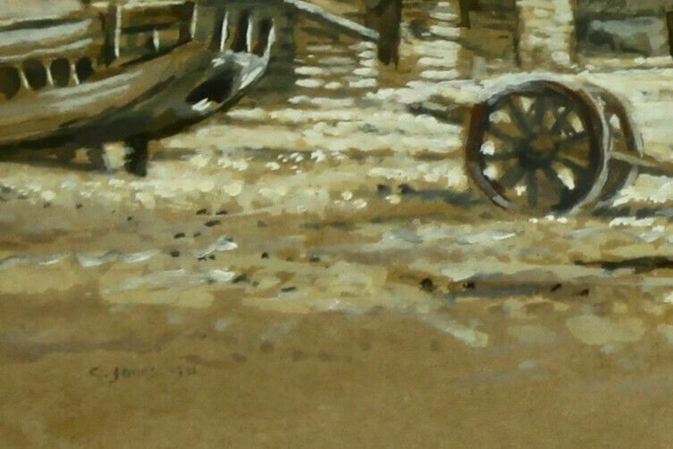 Watercolour By Cecil Charles Ernest Jones. Titled "Hastings Fishing Fleet" photo for sale