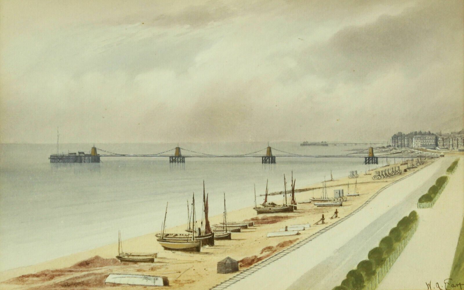 Watercolour By William A Earp. Titled "View Of Brighton From The Madeira Road" photo furniture