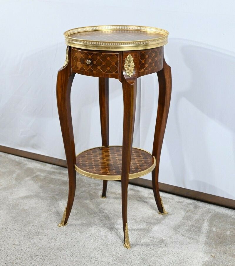 Small Living Room Table In Rosewood And Mahogany, Louis XV/Louis XVI Style, Early 20th Century photo for sale