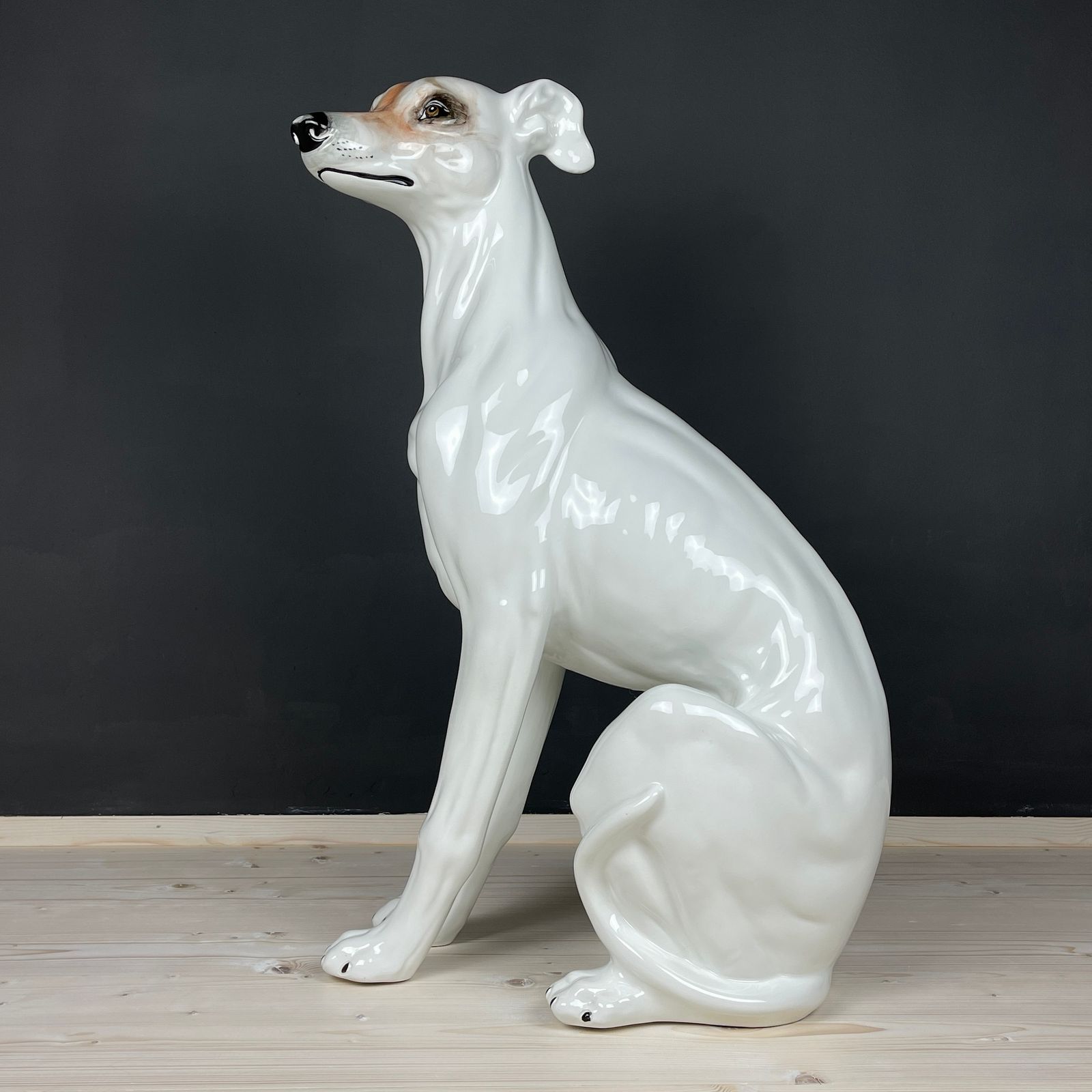 Large Ceramic Sculpture Of Dog From Bassano Italy 1980s