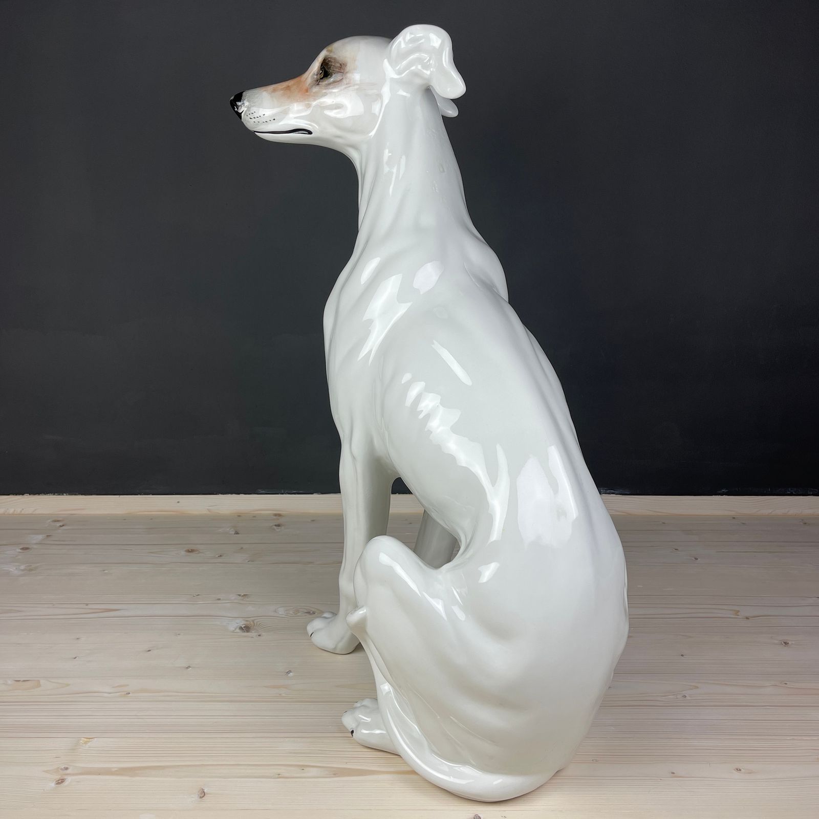 Large Ceramic Sculpture Of Dog From Bassano Italy 1980s photo vintage
