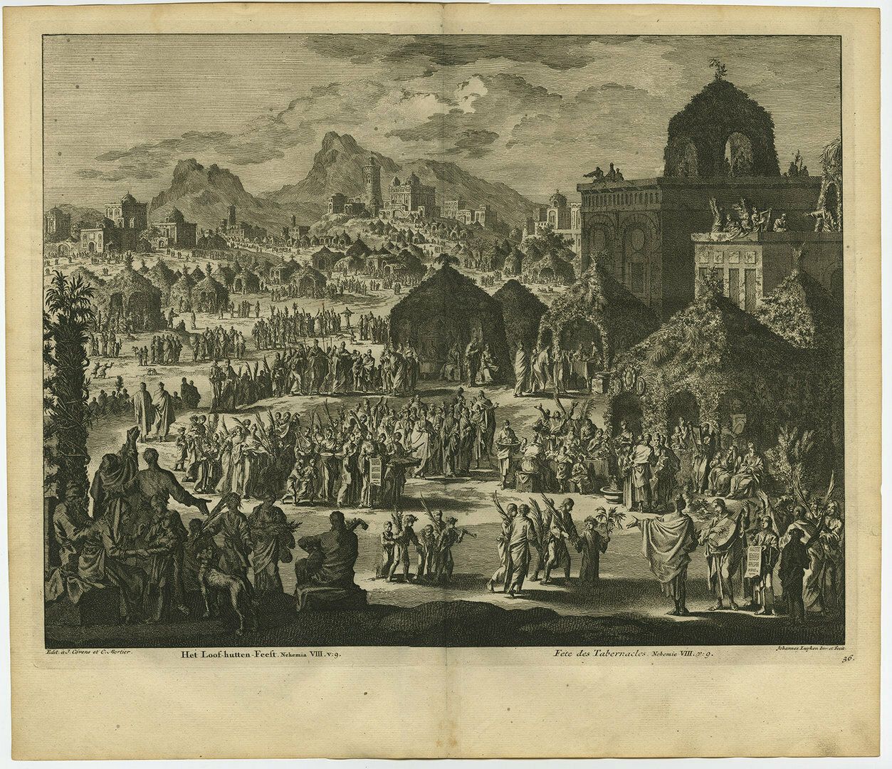 Antique Bible Print Of The Festival Of Shelters