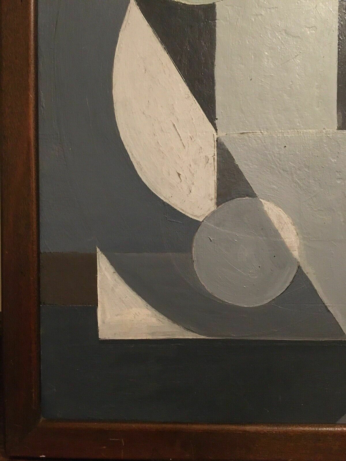 Abstract Mid Century Oil Painting Cubist Geometric Modernist 1970s photo vinterior