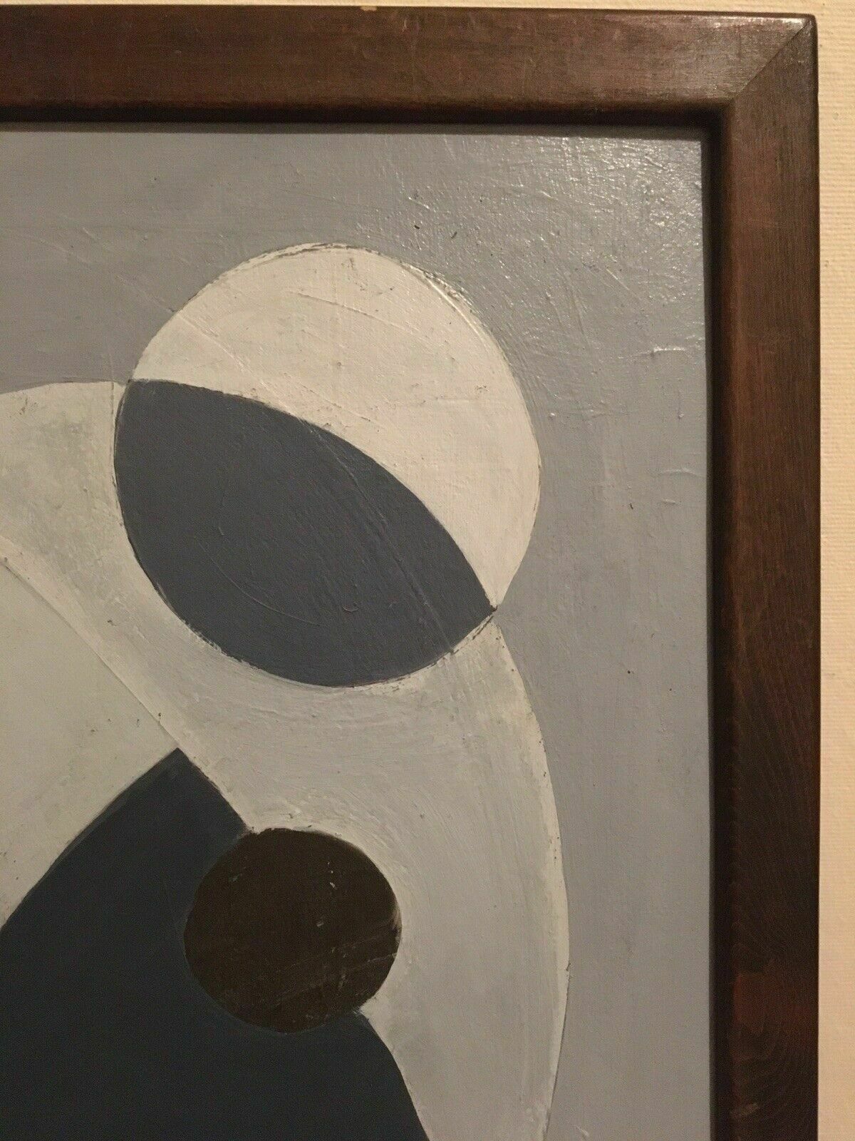 Abstract Mid Century Oil Painting Cubist Geometric Modernist 1970s photo vintage