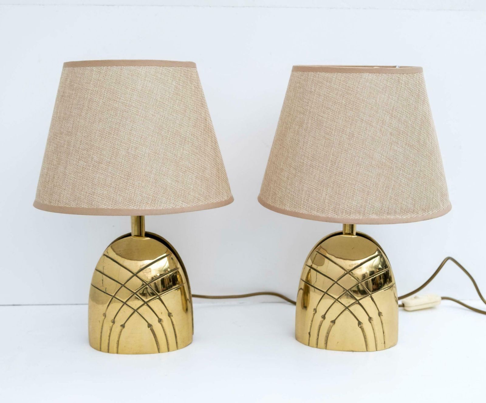 Pair Of Mid Century Modern Italian Brass Table Lamps, 1970s photo furniture