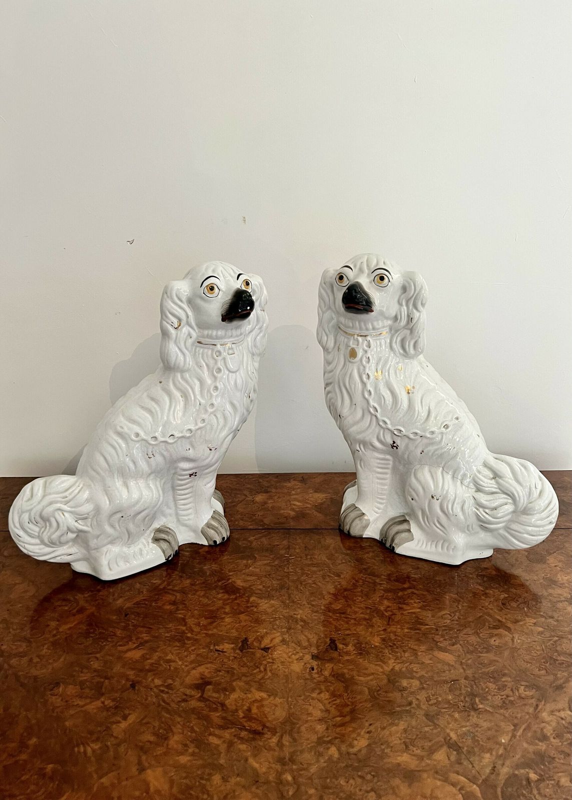Large Pair Of Victorian Seated Staffordshire Spaniel Dogs photo furniture