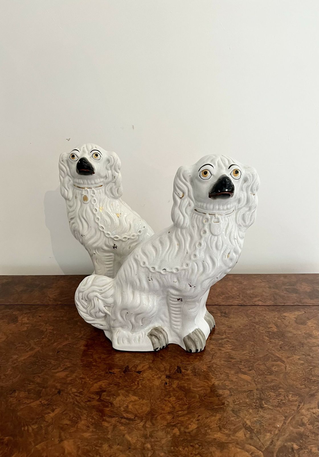 Large Pair Of Victorian Seated Staffordshire Spaniel Dogs photo 465.0
