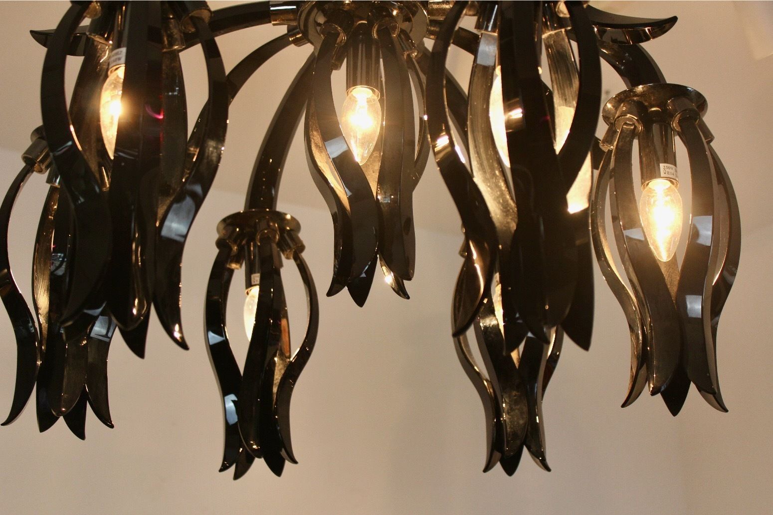 Italian Black Glass Chandelier By Barovier & Toso photo for sale
