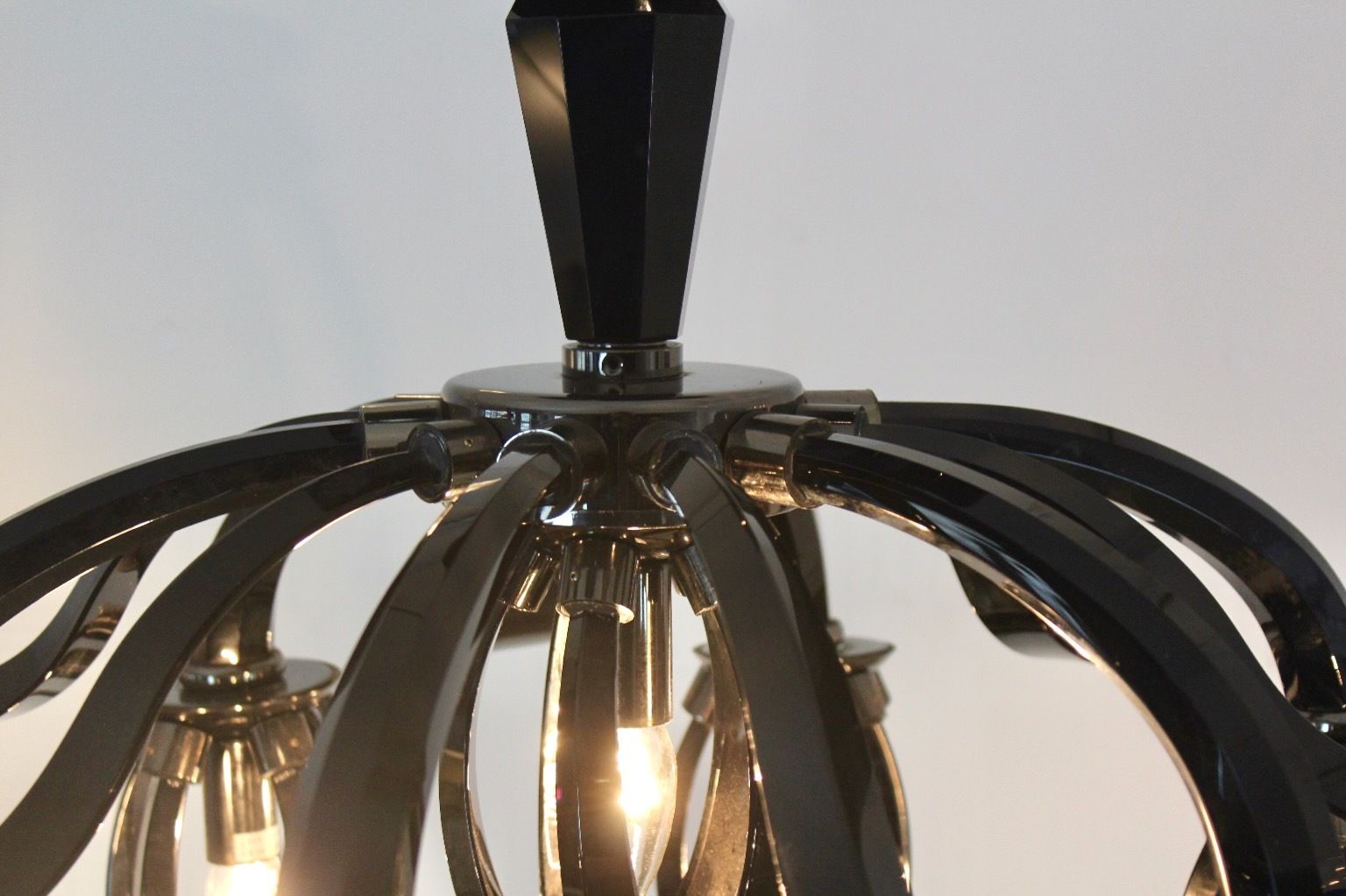 3355.0 Italian Black Glass Chandelier By Barovier & Toso photo