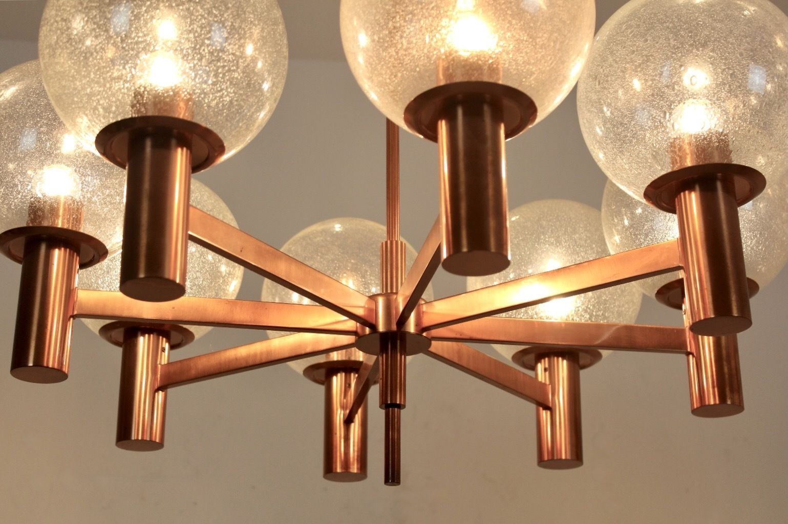 Copper And Handblown Glass Chandelier By Ott International photo vinterior