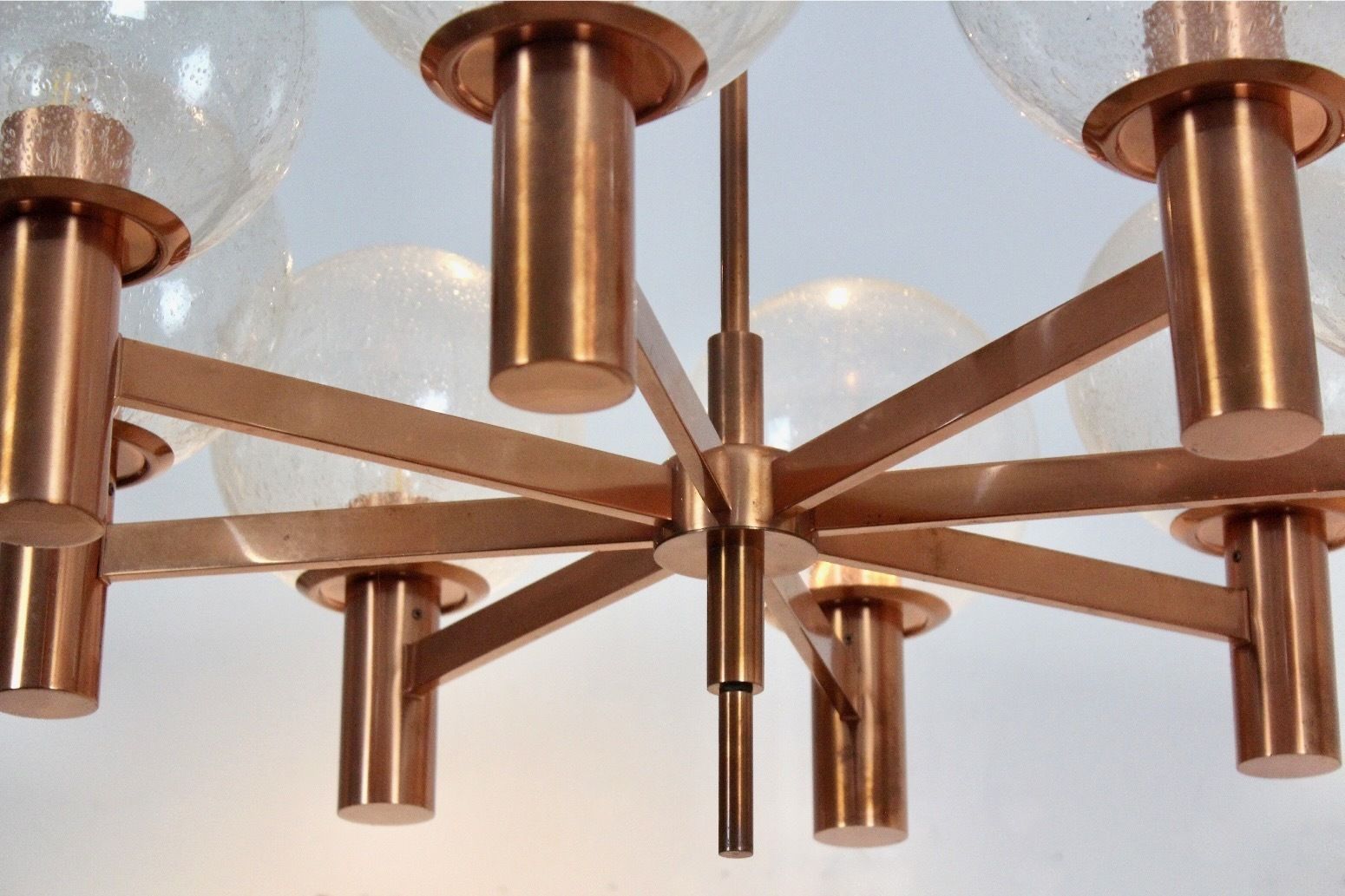 Copper And Handblown Glass Chandelier By Ott International photo buy