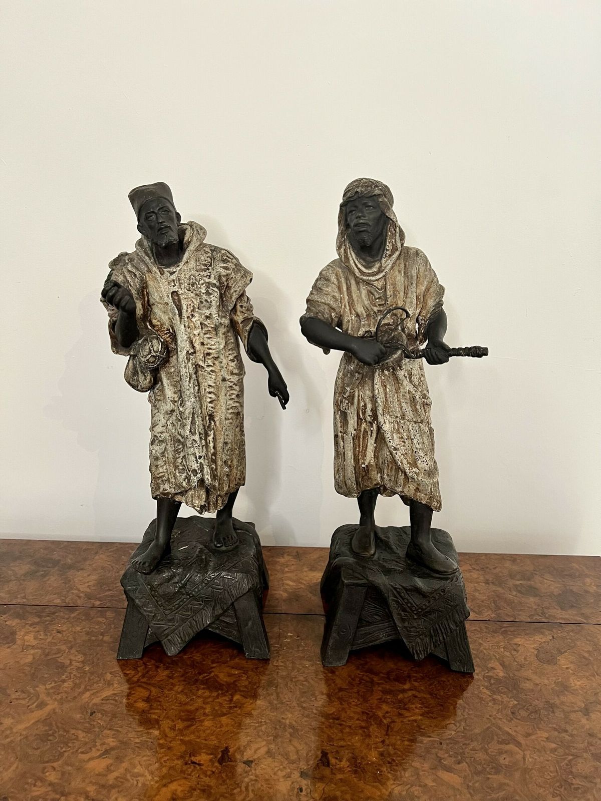 Unusual Pair Of Antique Spelter Figures