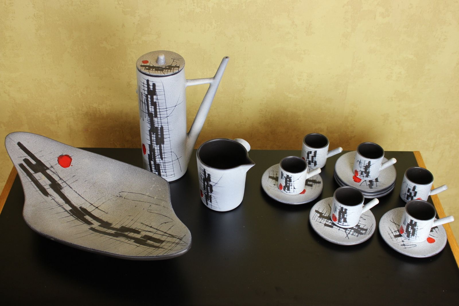 Francois Caleca Ceramic Coffee 1960’s Vallauris France photo furniture