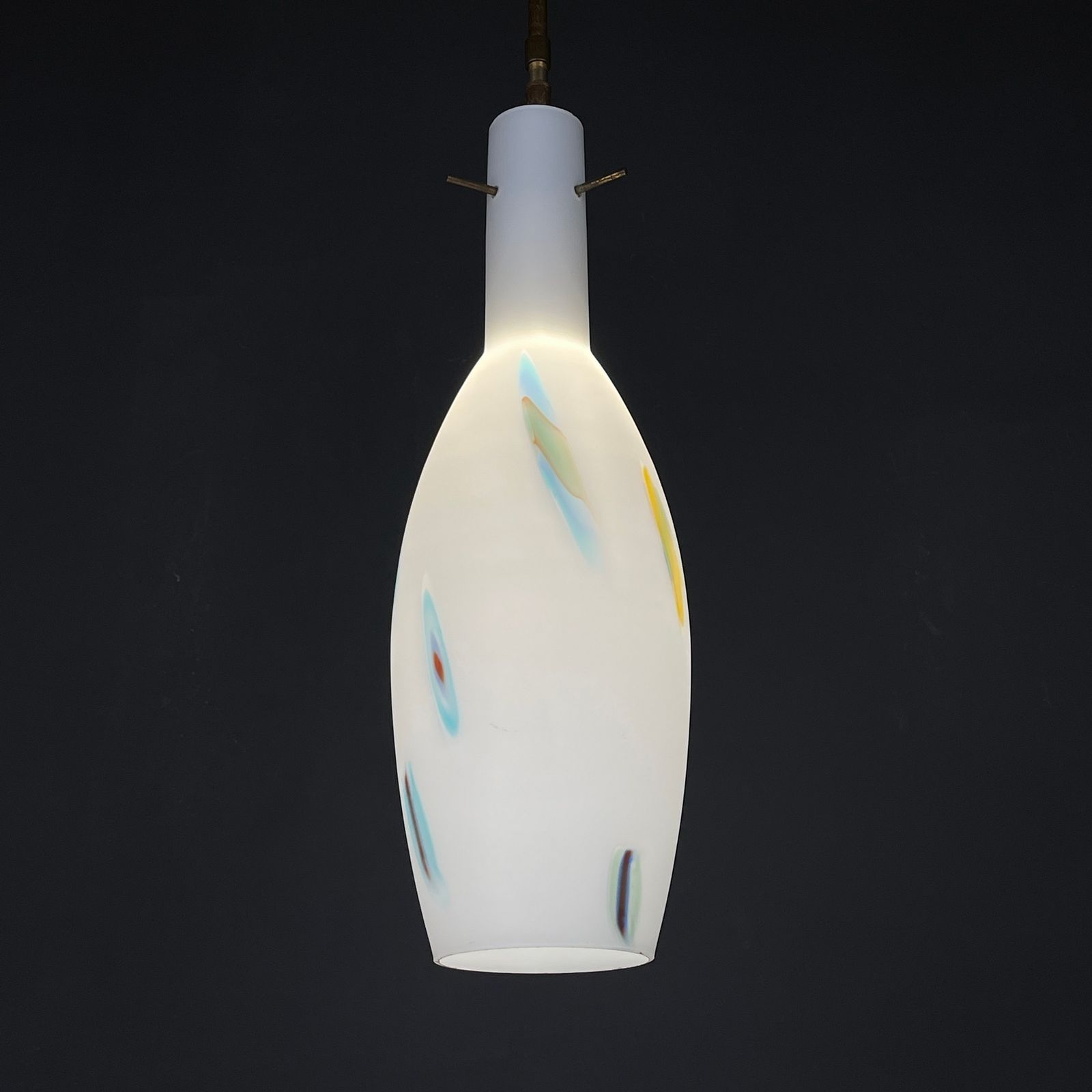 Mid Century Multicolor Opaline Murano Glass Pendant Lamp By Stilnovo Italy 1950s photo vintage