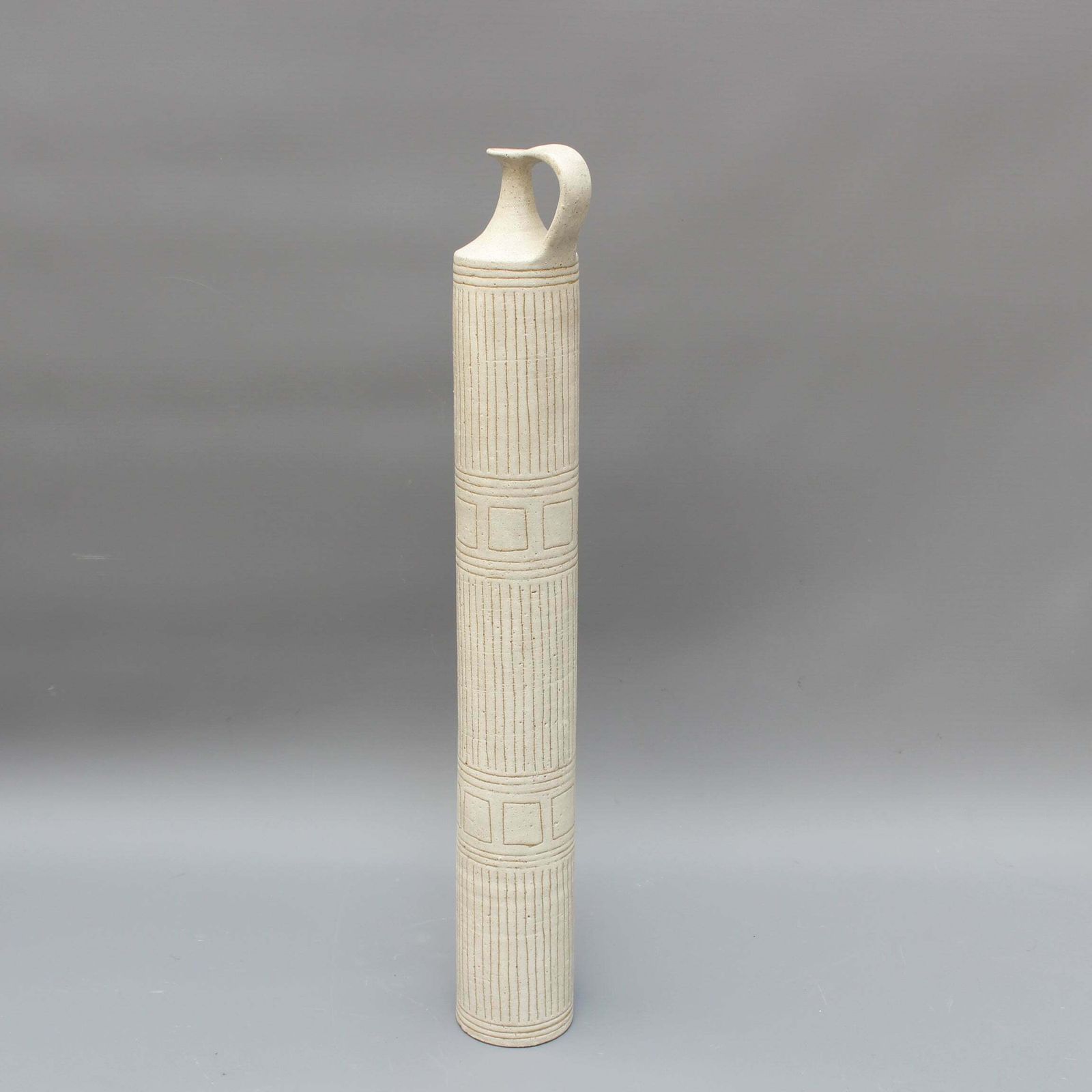 Italian Cylindrical Ceramic Vase By Bruno Gambone (Circa 1970s)   Large photo furniture
