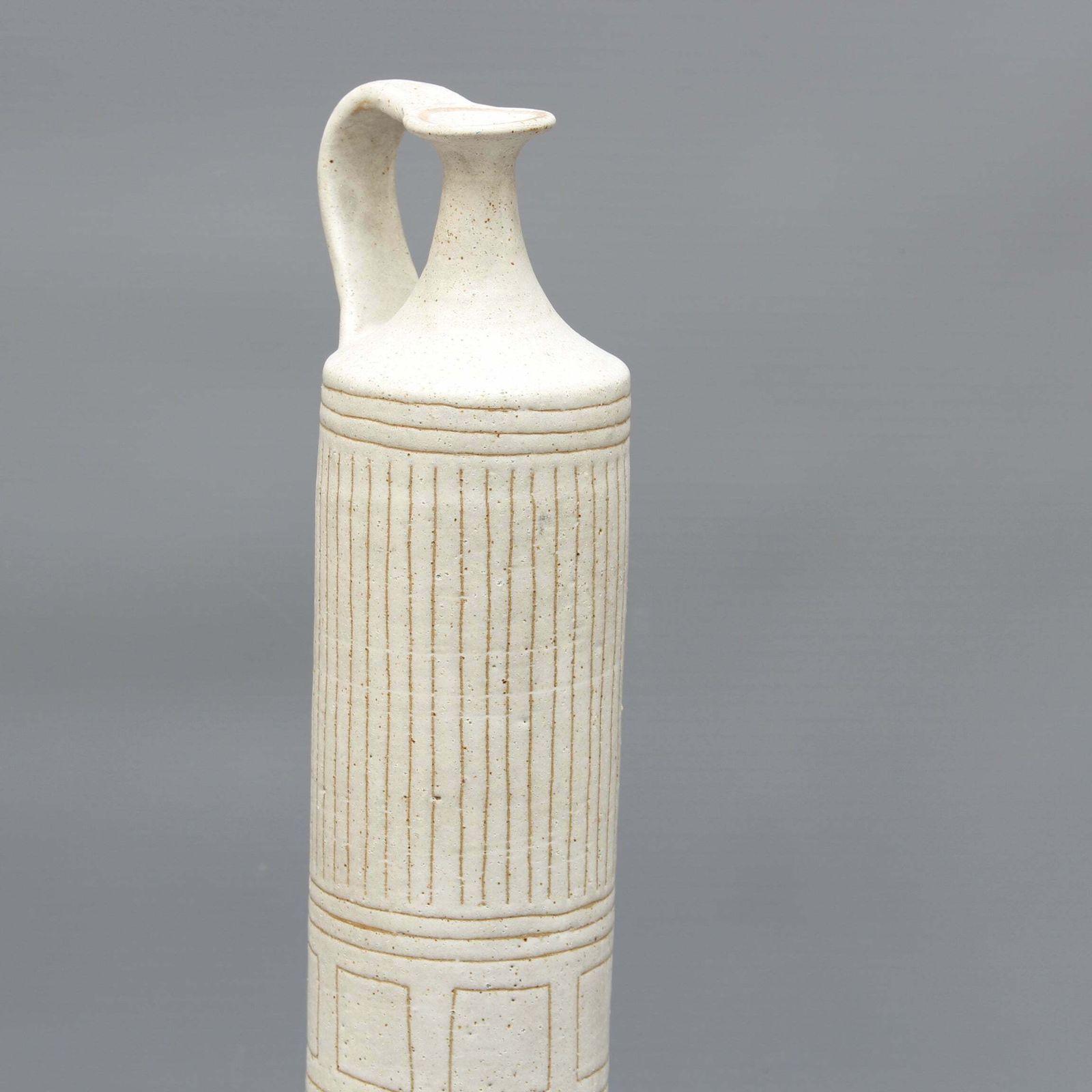 Home Decor Italian Cylindrical Ceramic Vase By Bruno Gambone (Circa 1970s)   Large photo