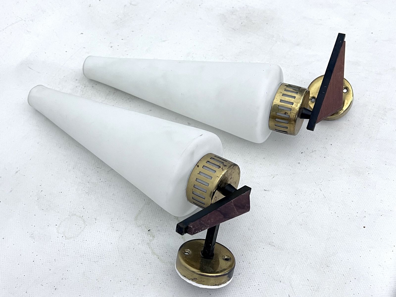 Mid Century Pair Of Sconces In Stilnovo Manner. Italy 1950s photo Lighting