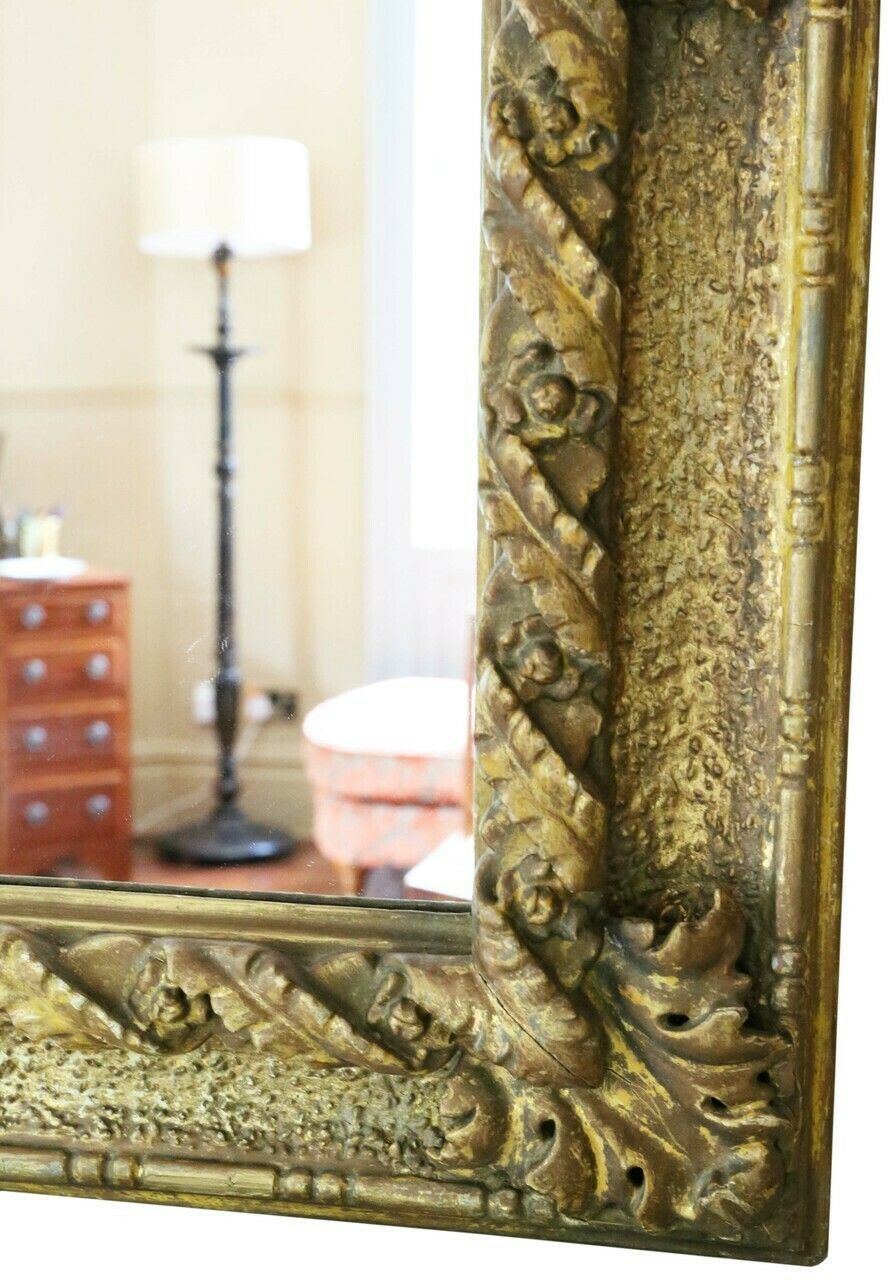 Antique Fine Quality Large Giltwood 19th Century Overmantle Or Wall Mirror photo vinterior
