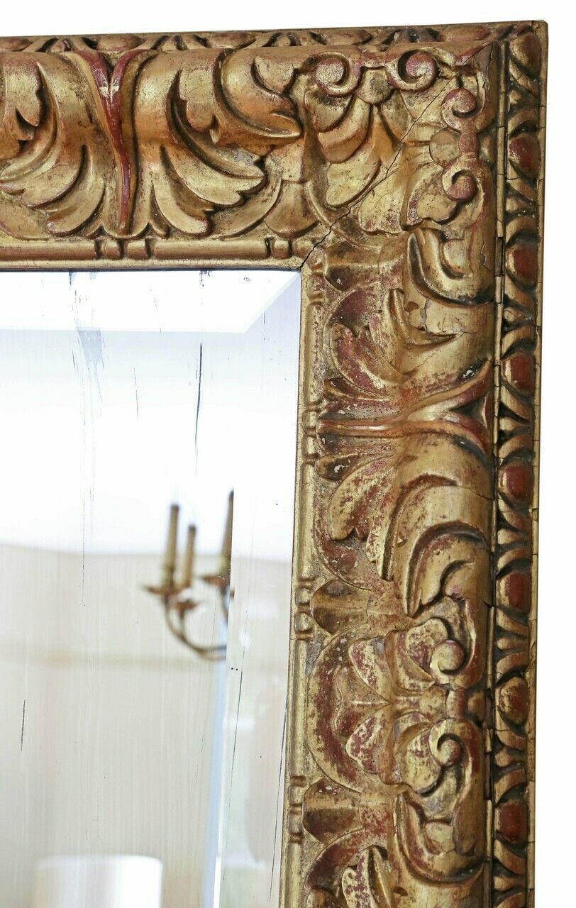 Antique Fine Quality Large Gilt 19th Century Overmantle Or Wall Mirror photo for sale